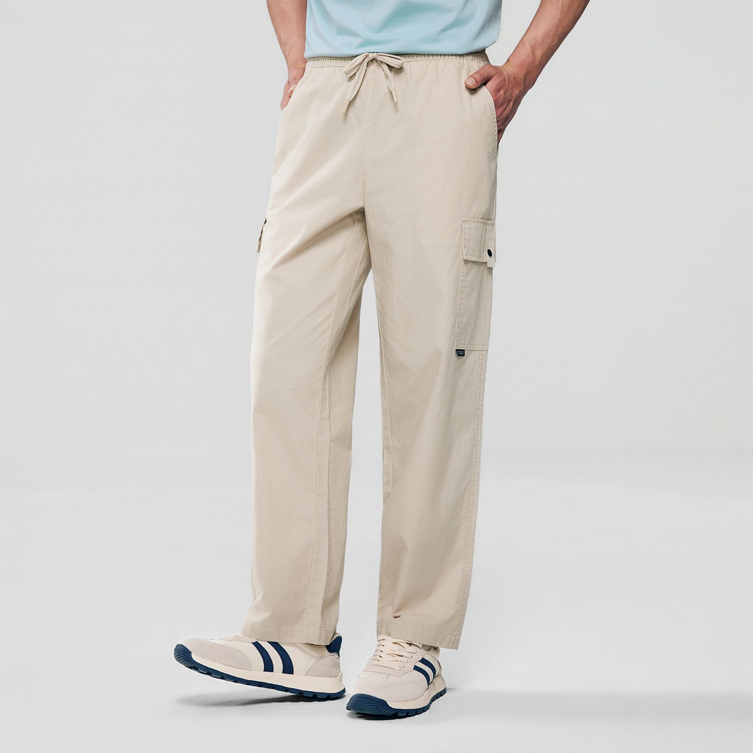 Men Loose Straight Cotton Cargo Khakis