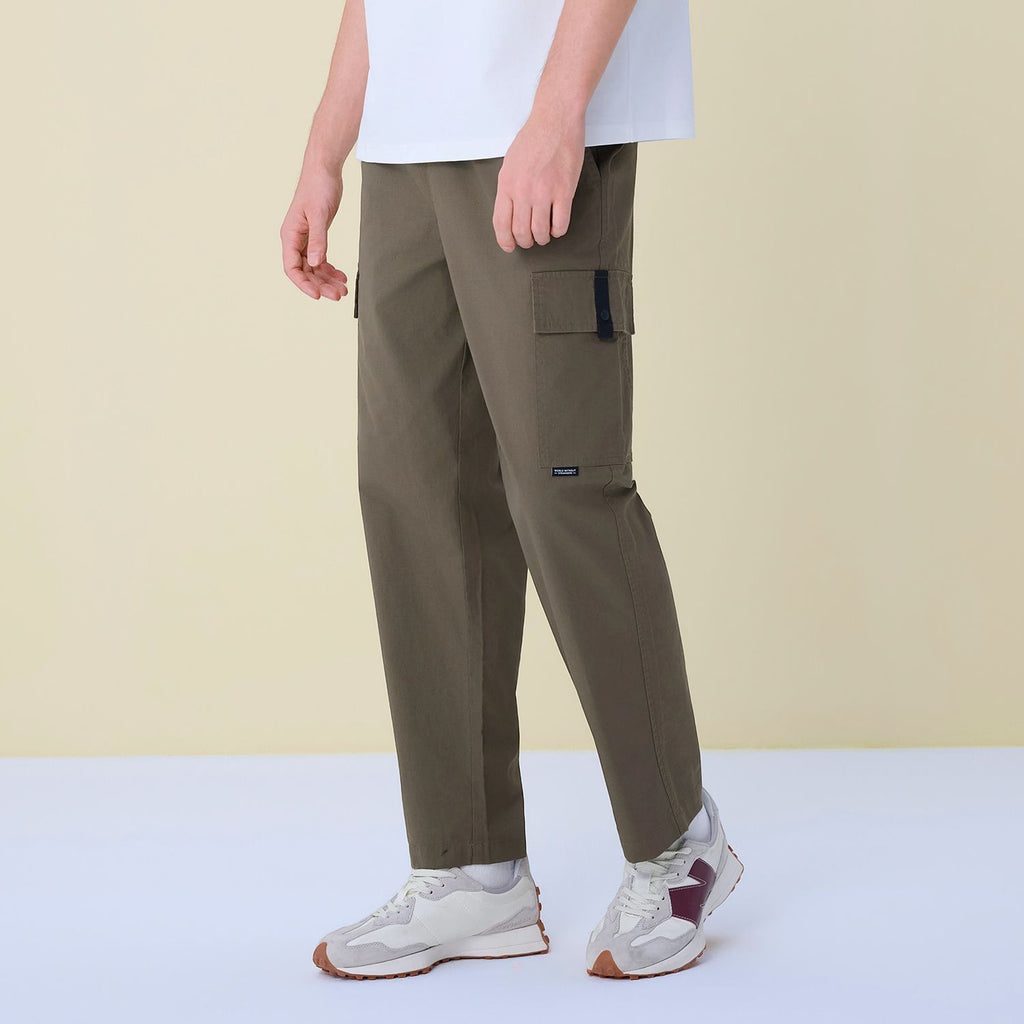 Men Loose Straight Cotton Cargo Khakis