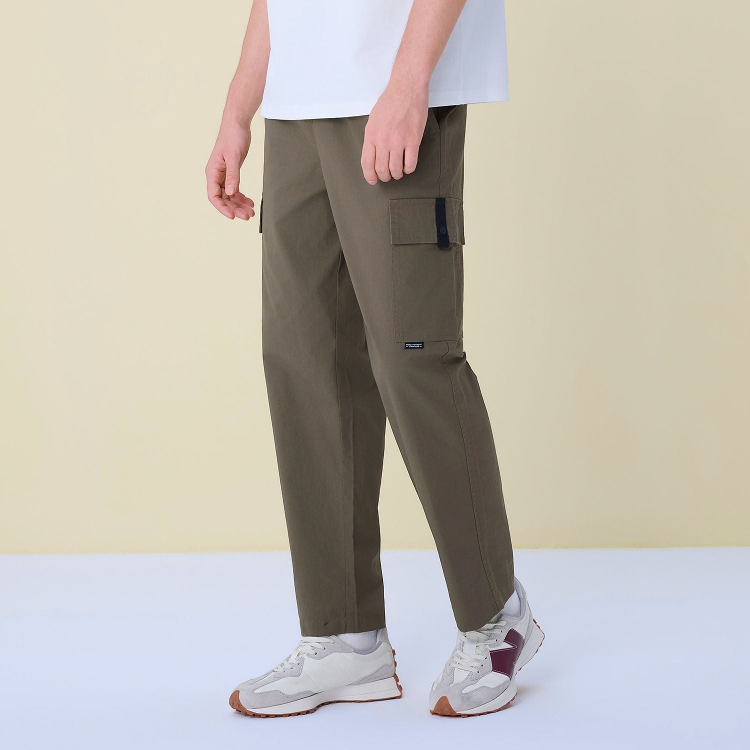 Men Loose Straight Cotton Cargo Khakis