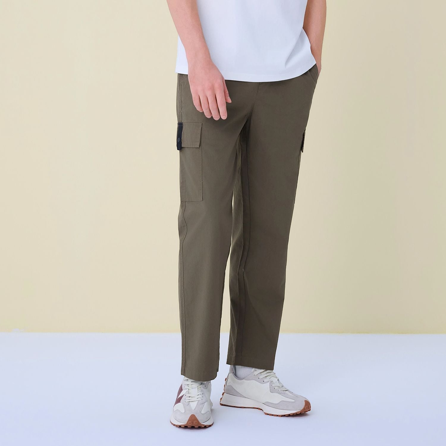 Men Loose Straight Cotton Cargo Khakis