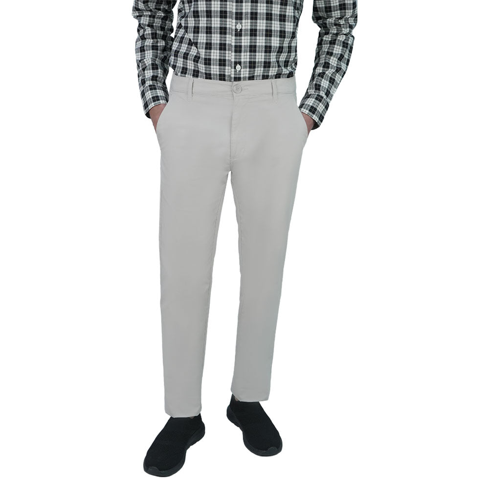 Men’s Slim Tapered Stretch Twill Khakis with Elastic Waist