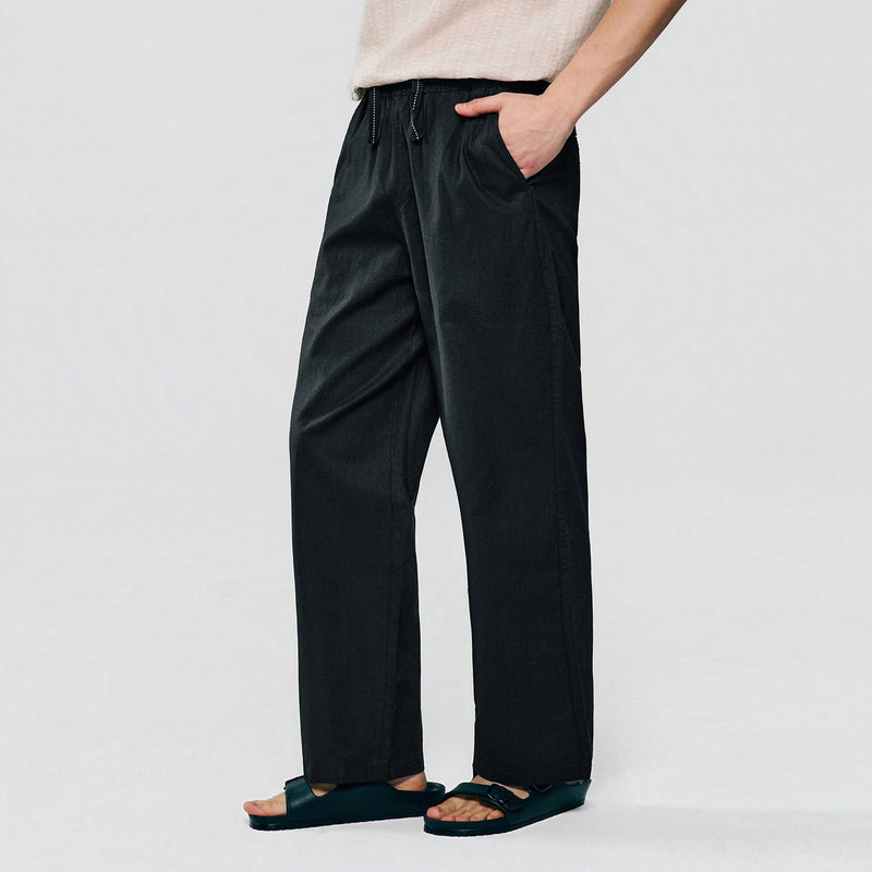 Men Relaxed Linen Cotton Straight Khakis
