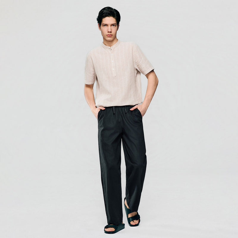 Men Relaxed Linen Cotton Straight Khakis