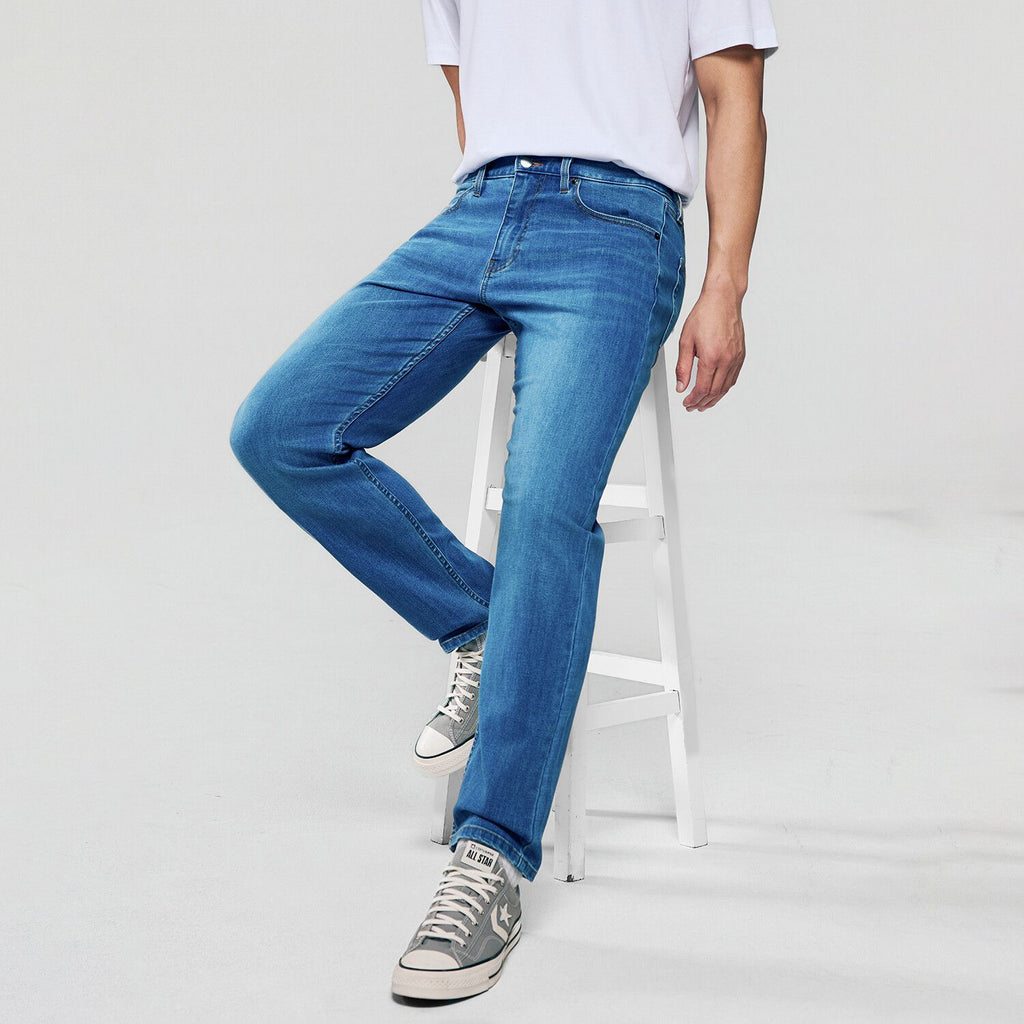 Men Tapered Stretch Denim Indigo Jeans