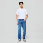 Men Tapered Stretch Denim Indigo Jeans
