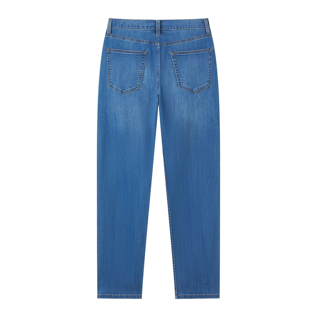 Men Tapered Stretch Denim Indigo Jeans