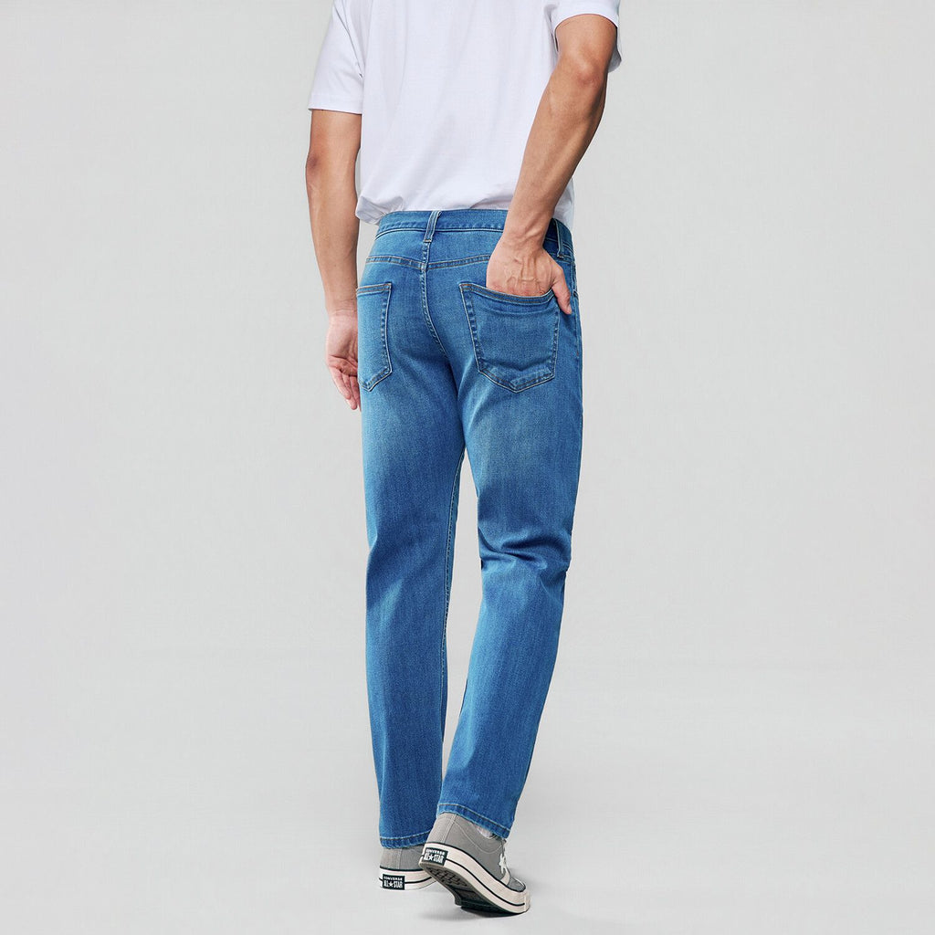 Men Tapered Stretch Denim Indigo Jeans