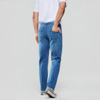 Men Tapered Stretch Denim Indigo Jeans