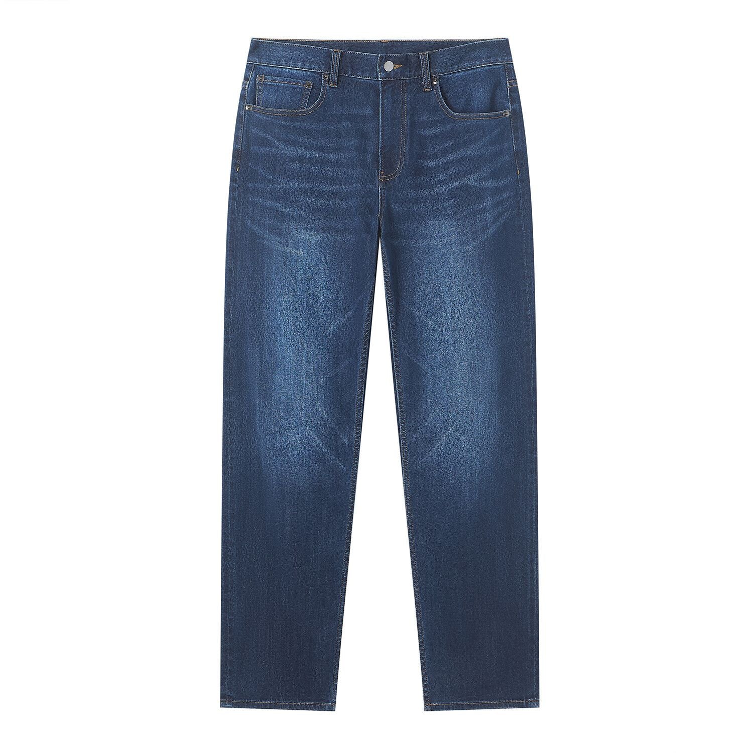 Men Straight Stretch Denim Indigo Jeans