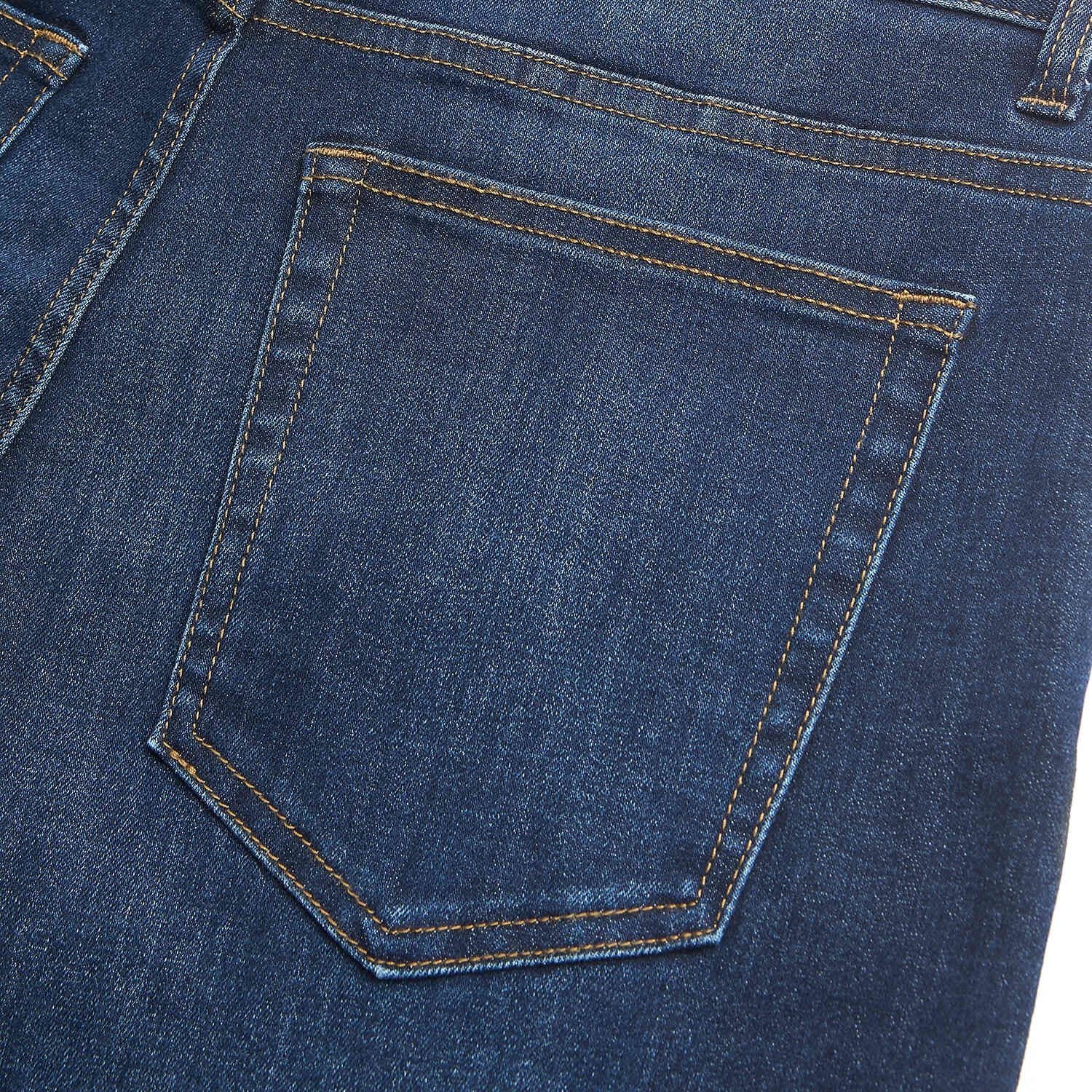 Men Straight Stretch Denim Indigo Jeans