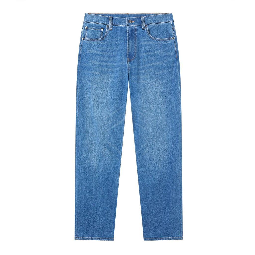 Men Straight Stretch Denim Indigo Jeans