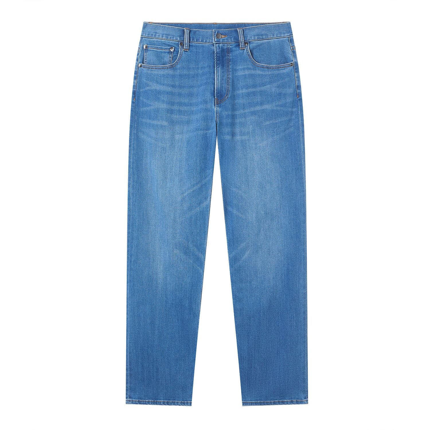 Men Straight Stretch Denim Indigo Jeans