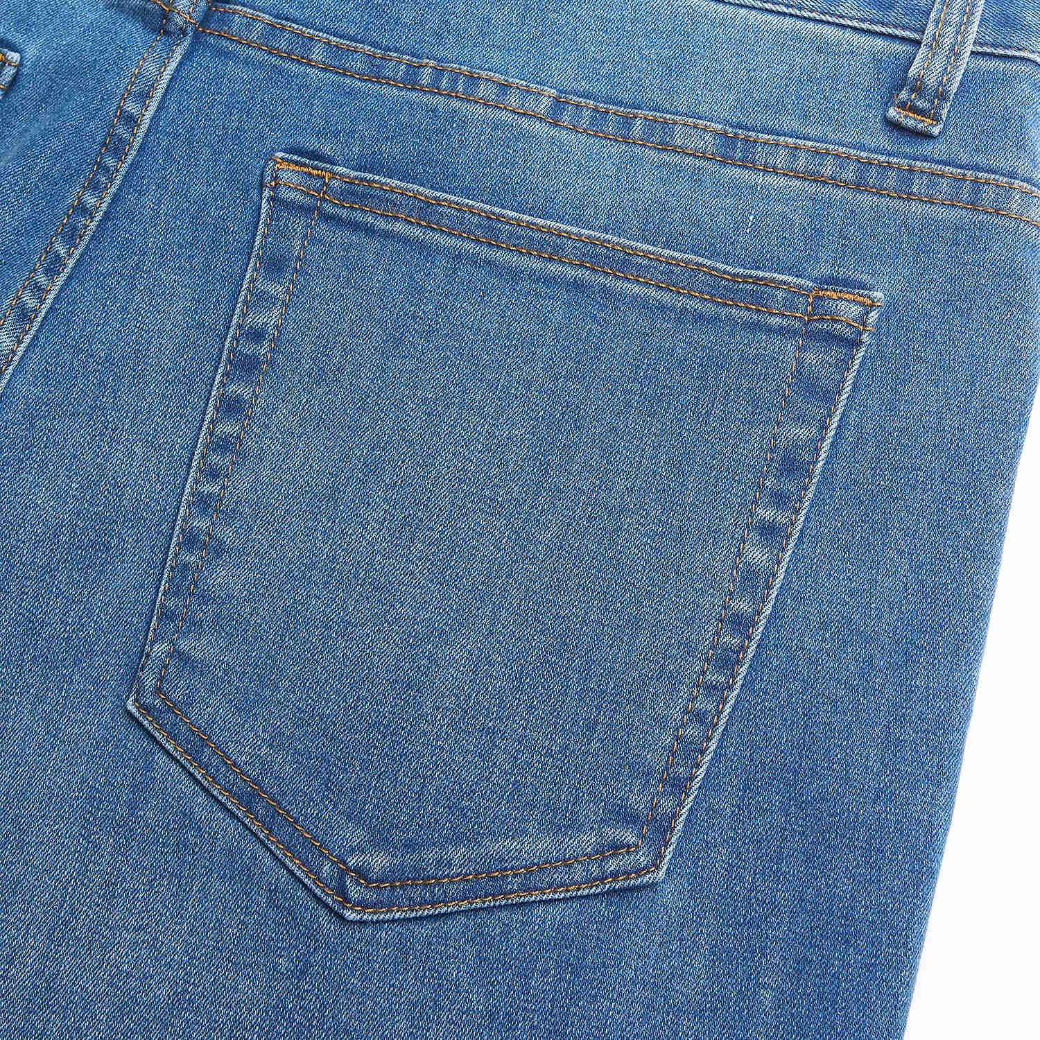 Men Straight Stretch Denim Indigo Jeans