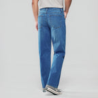 Men Straight Stretch Denim Indigo Jeans