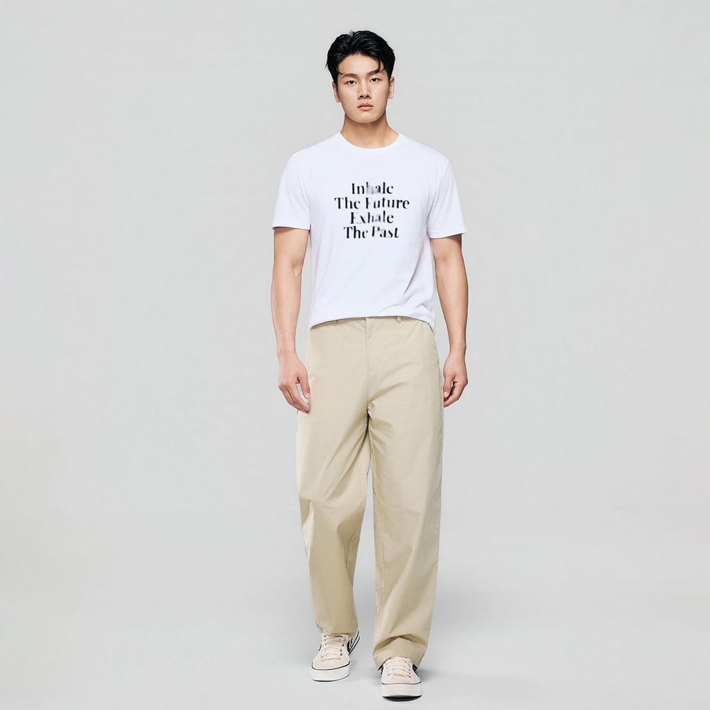 Men Loose Straight Cotton Poplin Khakis