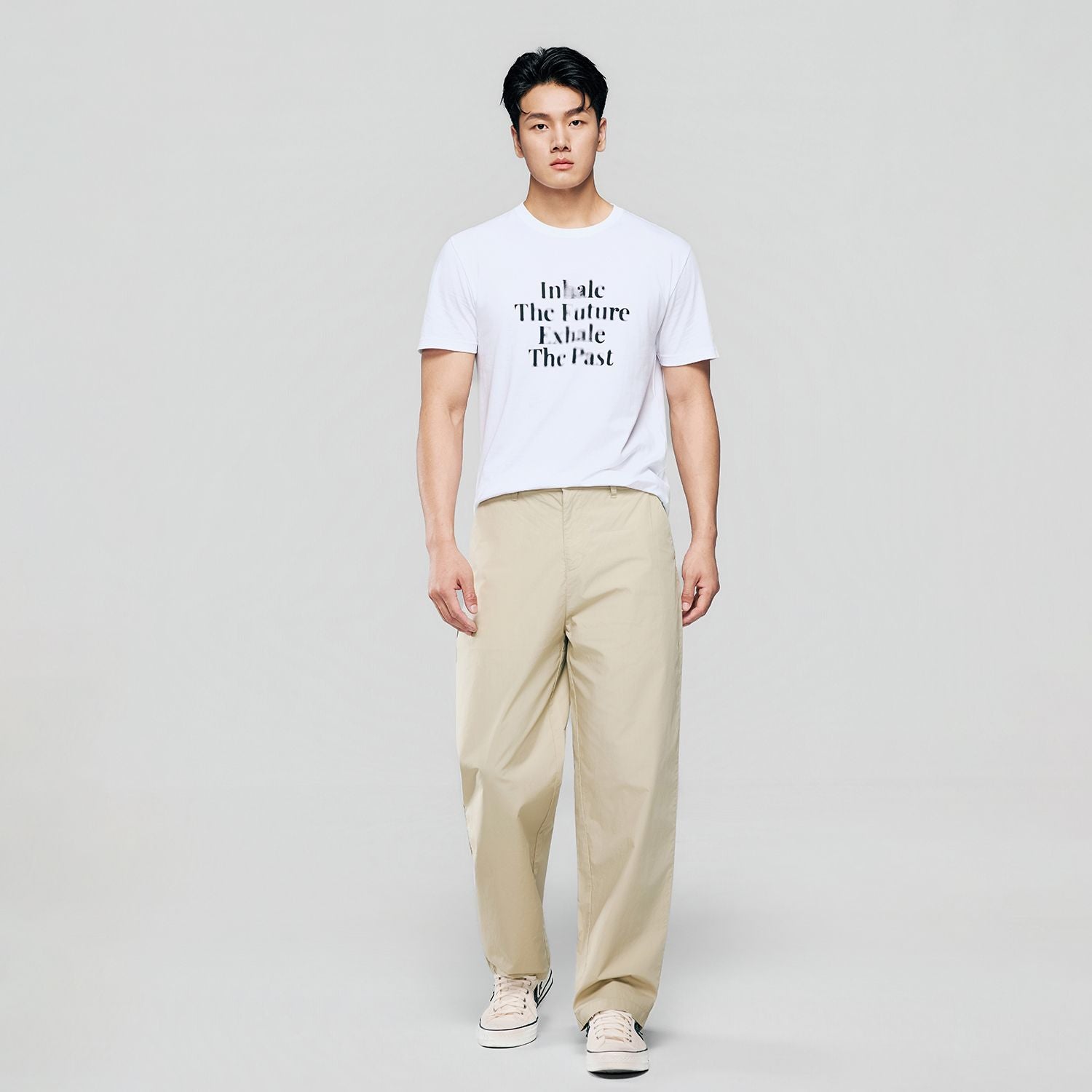 Men Loose Straight Cotton Poplin Khakis