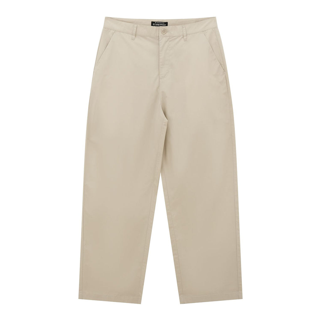 Men Loose Straight Cotton Poplin Khakis