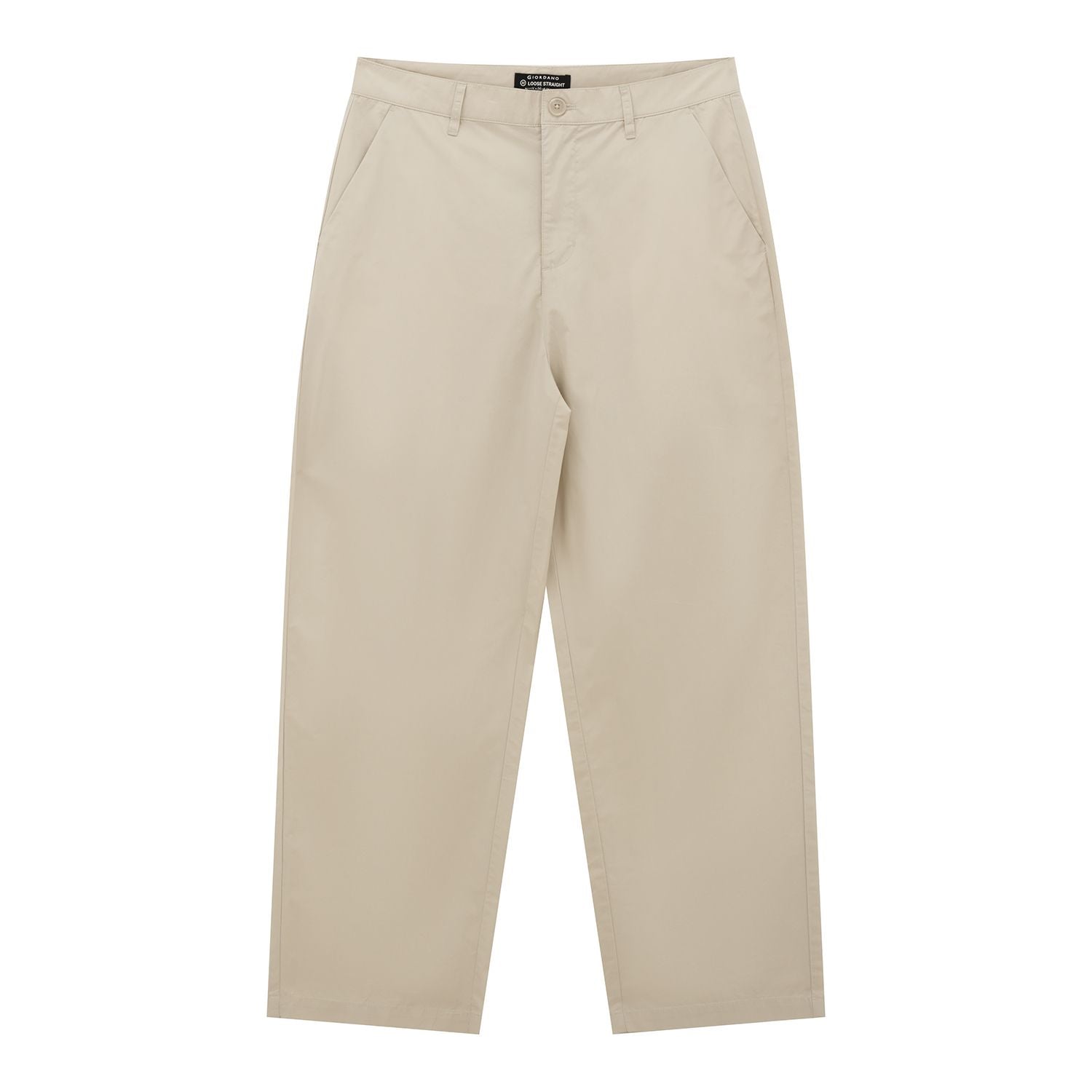 Men Loose Straight Cotton Poplin Khakis