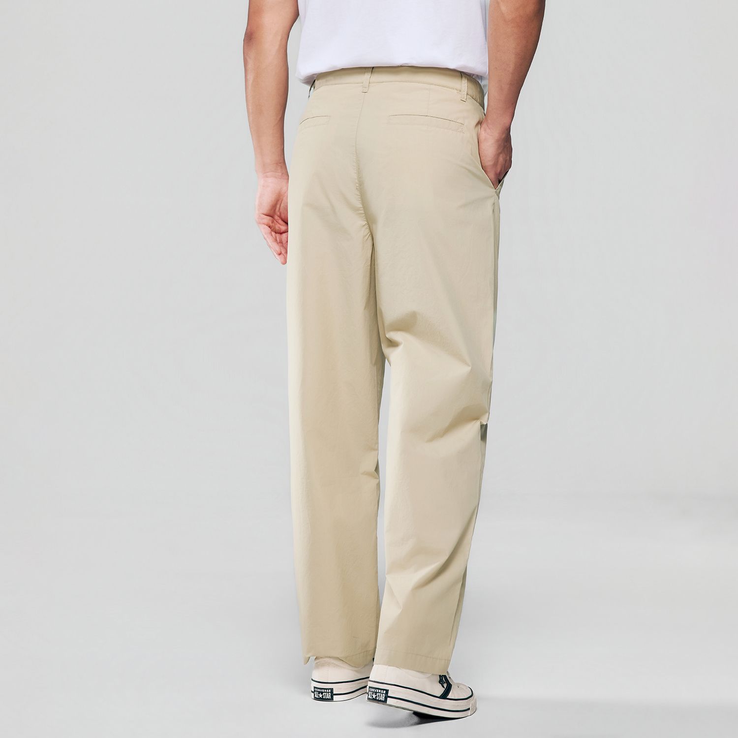 Men Loose Straight Cotton Poplin Khakis