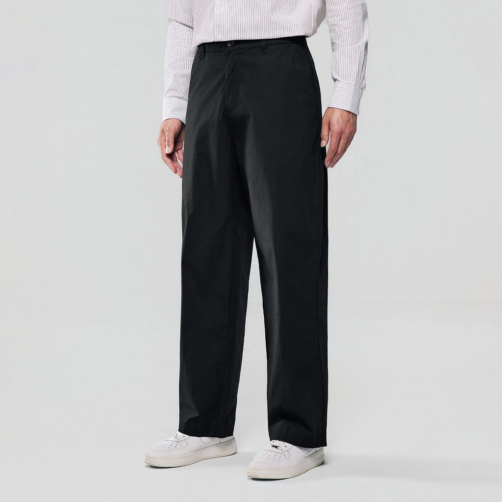 Men Loose Straight Cotton Poplin Khakis
