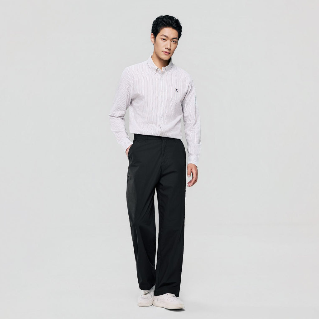 Men Loose Straight Cotton Poplin Khakis