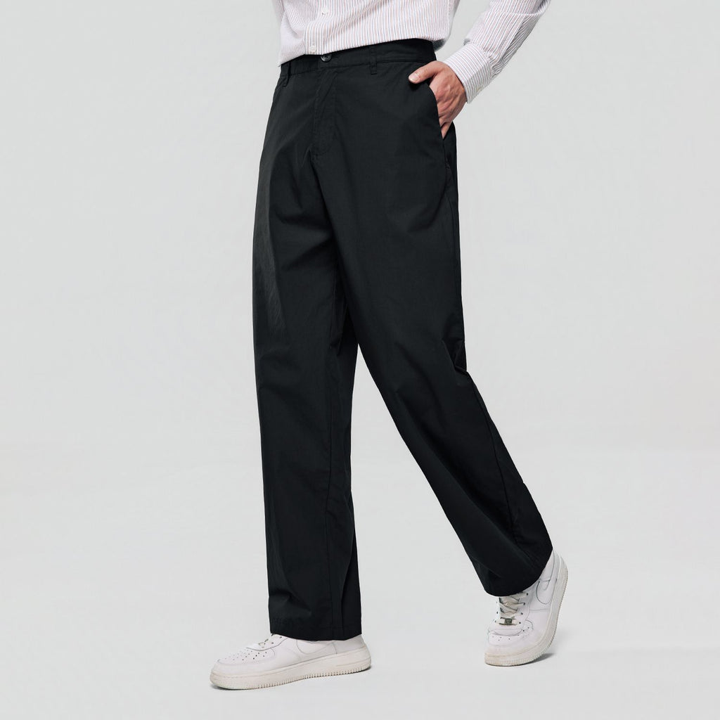 Men Loose Straight Cotton Poplin Khakis