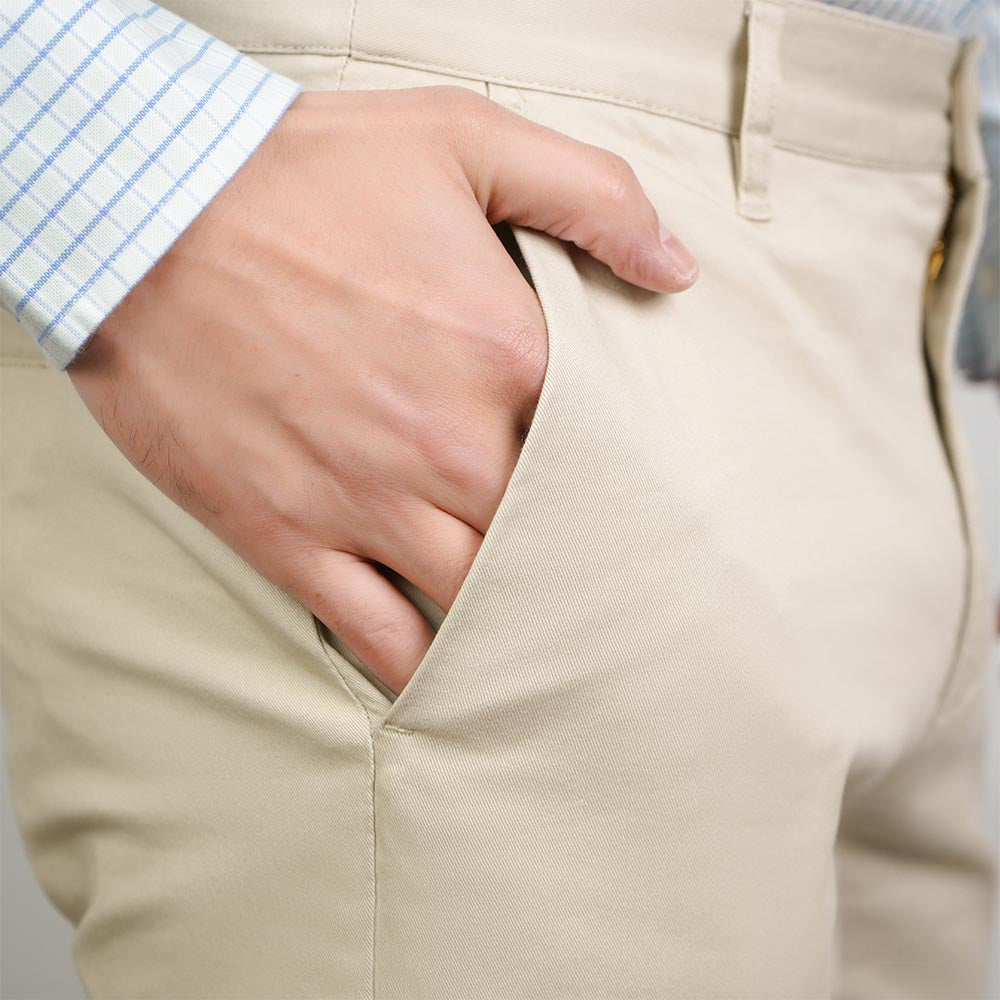 Men Regular Taper Stretch Twill Khakis