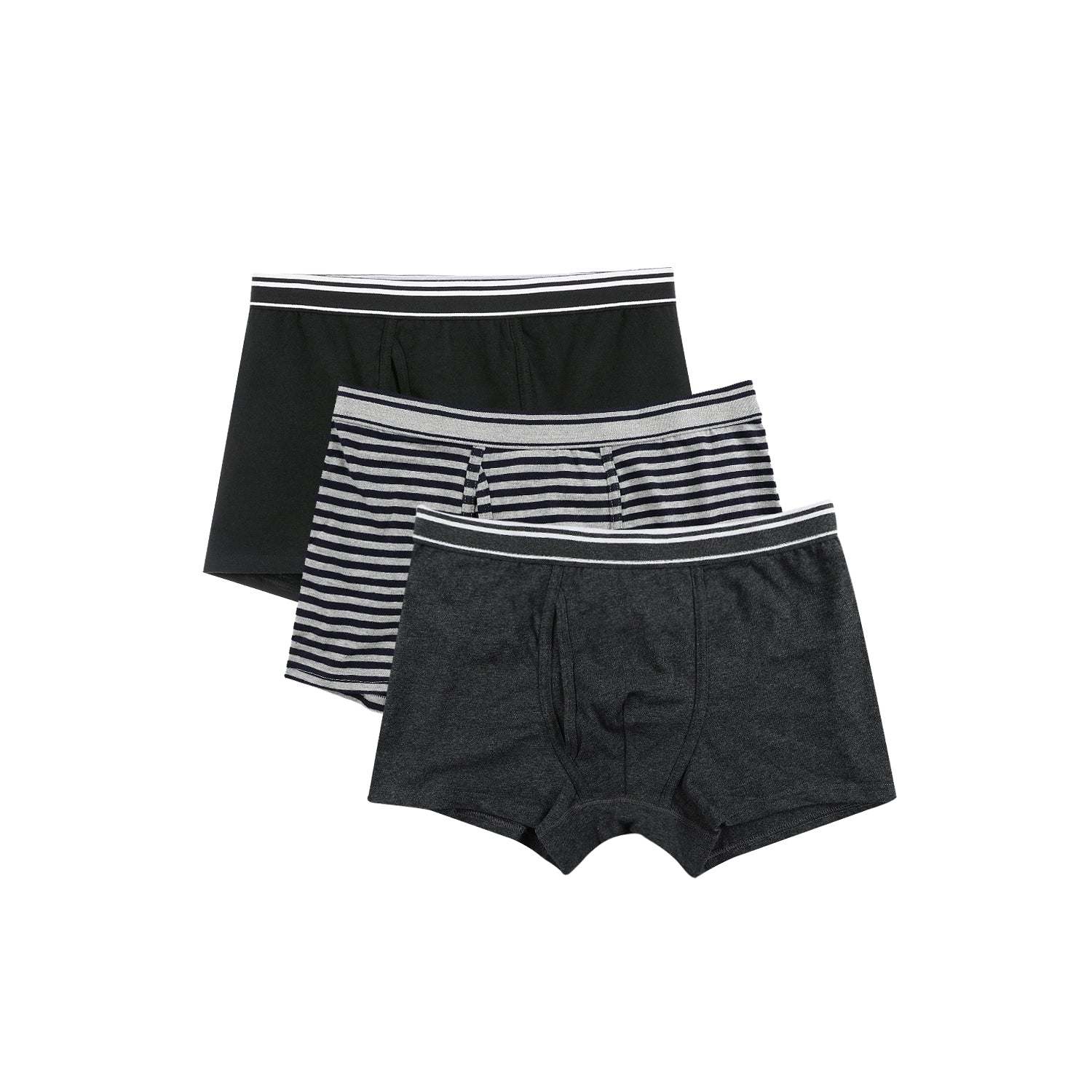 Giordano Men's Jersey Trunks - 3-Pack, Cotton Spandex, Jacquard Waistband-Multicolor
