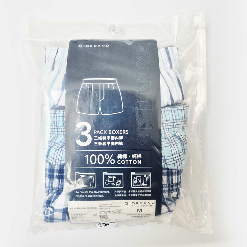 Men's Cotton Contrast Color Boxers (3Pcs/Pack)