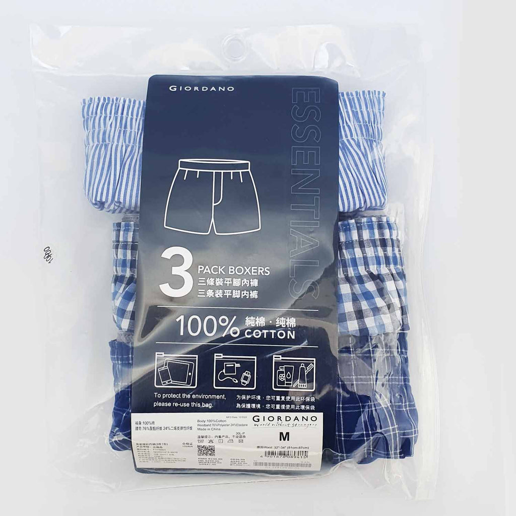 Men's Cotton Contrast Color Boxers (3Pcs/Pack)