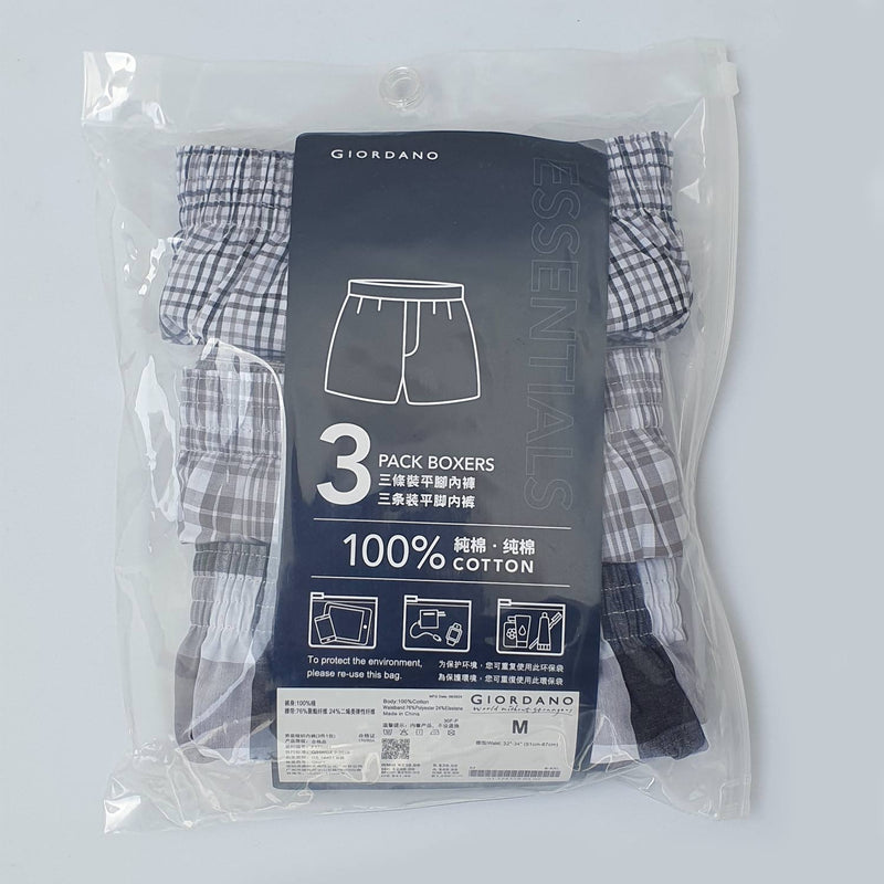 Men's Cotton Contrast Color Boxers (3Pcs/Pack)