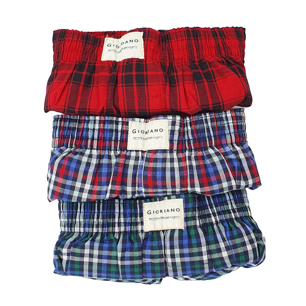 Giordano Men's Cotton Contrast Color Boxers (3Pcs/Pack)-Multicolor