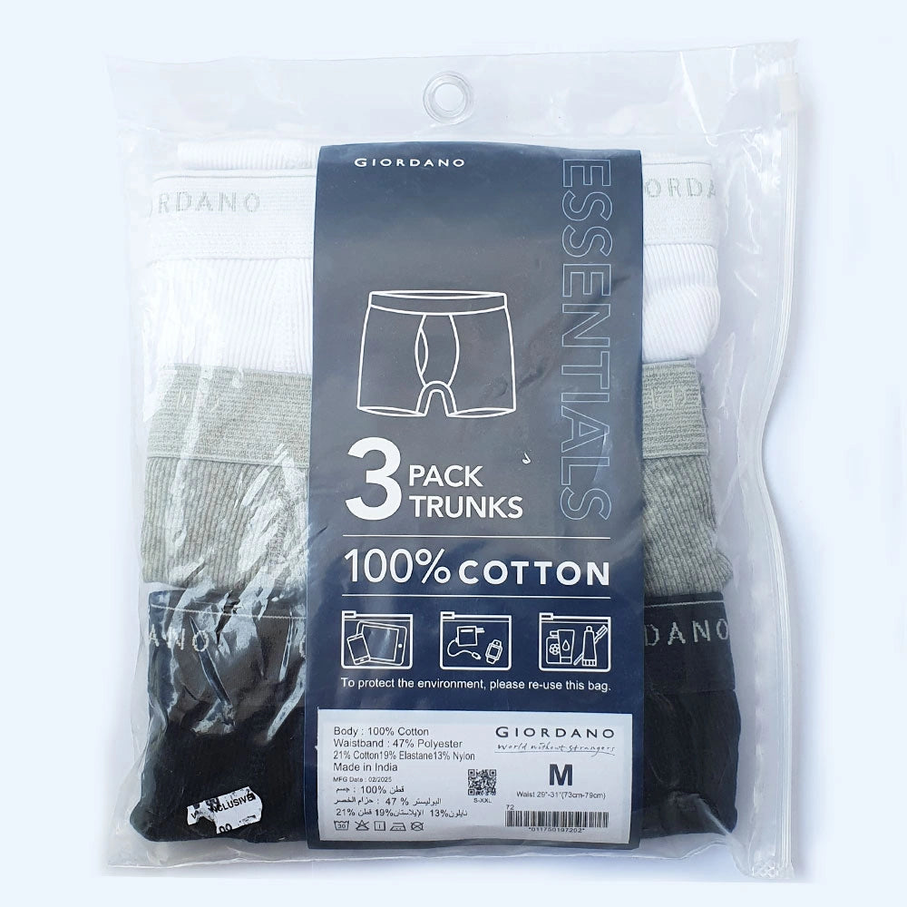 Men's Cotton Rib Regular Trunks 3-Pack
