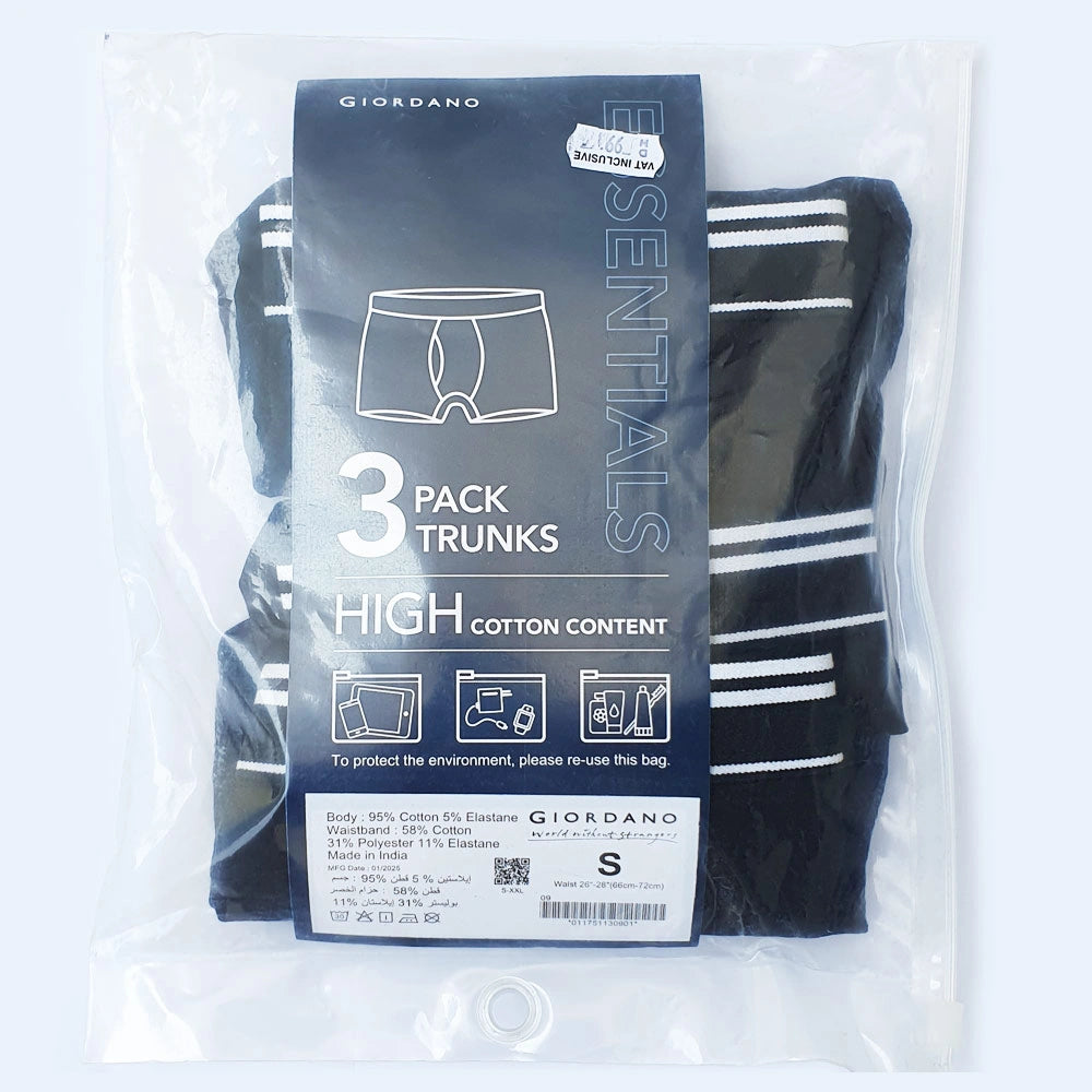 Men's Cotton Spandex Jersey 3-Pack Trunks