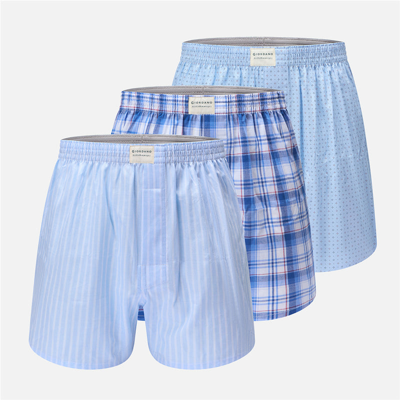 Men's Regular Fit Cotton Poplin Boxers 3-Pack