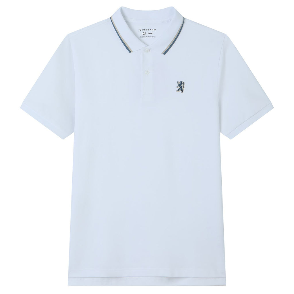 Men Slim Cotton Lycra Embroidered Polo