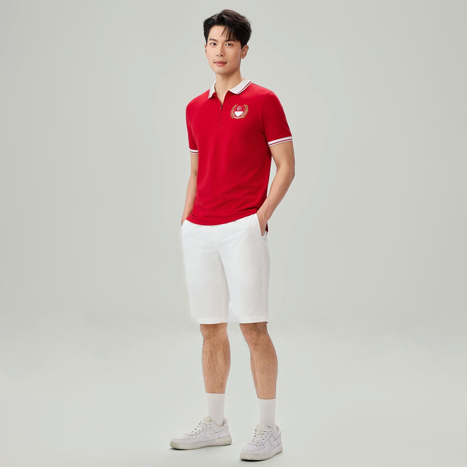 Men's Slim Peach Twill Elastic Shorts