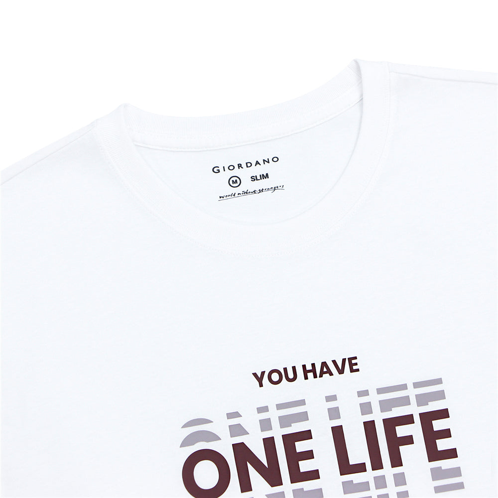Men's Cotton Jersey Crew Neck Slim Fit Message Print Tee