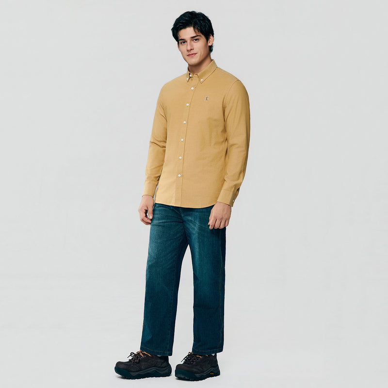 Men’s Cotton Slim Oxford Shirt with Embroidery