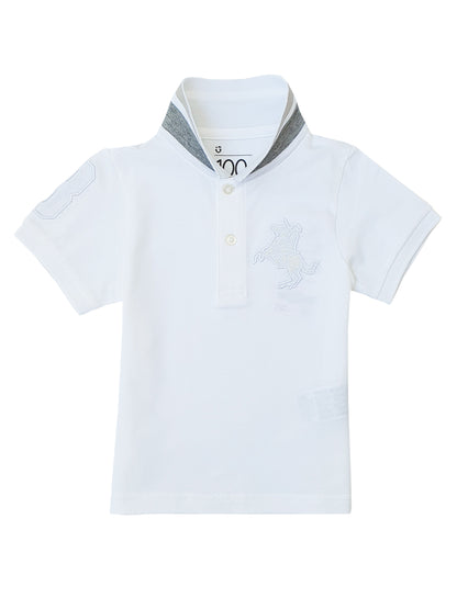Giordano Kids' Embroidered Napoleon Polo-White