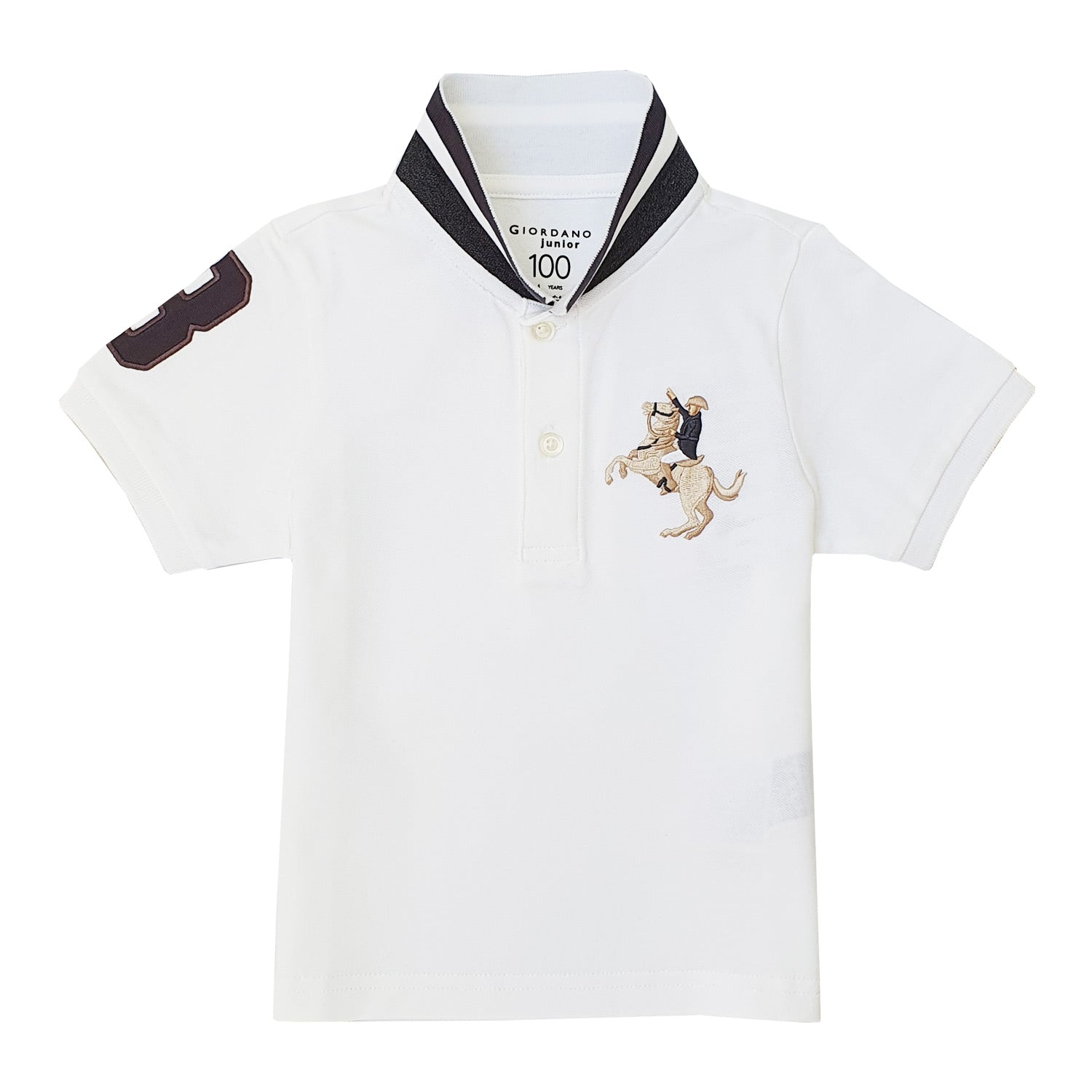 Giordano Kids' Embroidered Napoleon Polo-white