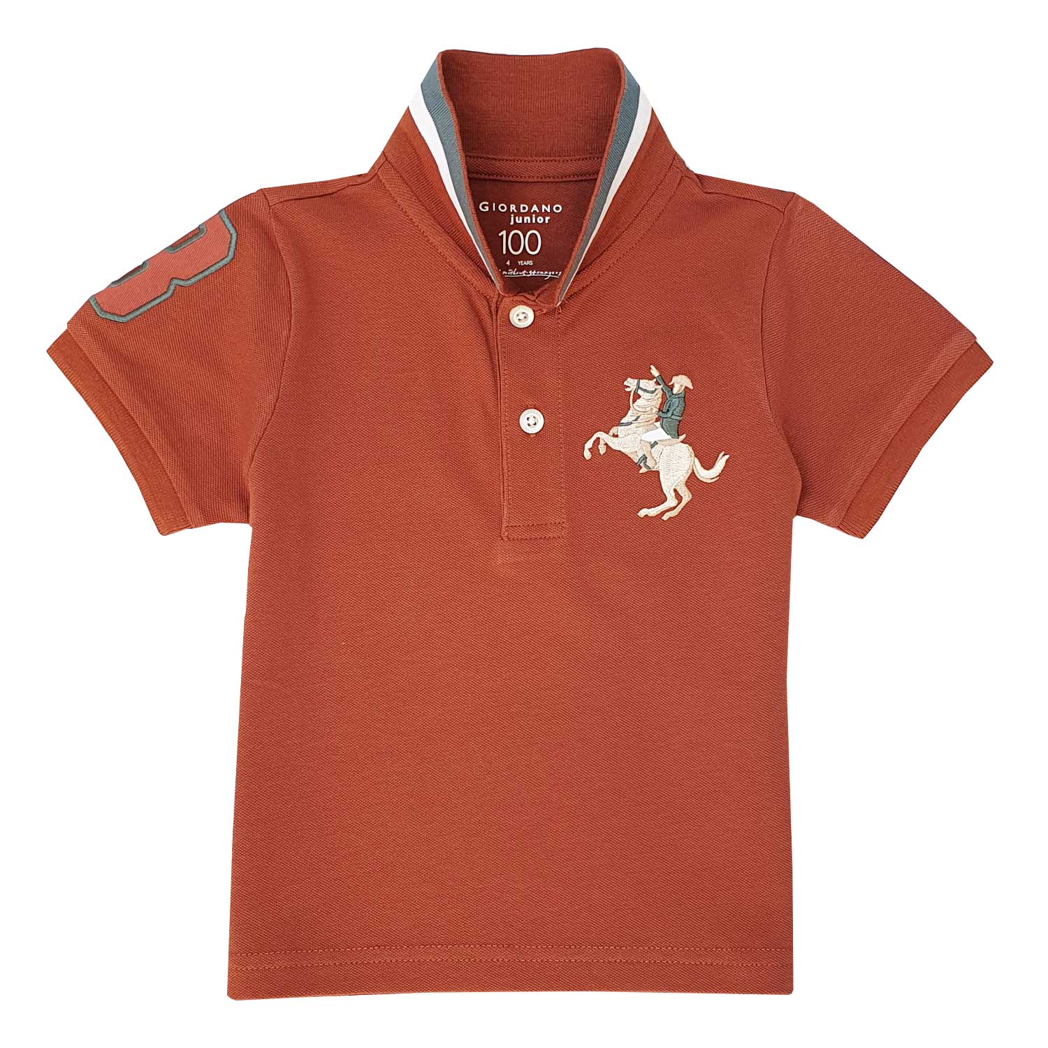 Giordano Kids' Embroidered Napoleon Polo-Brown