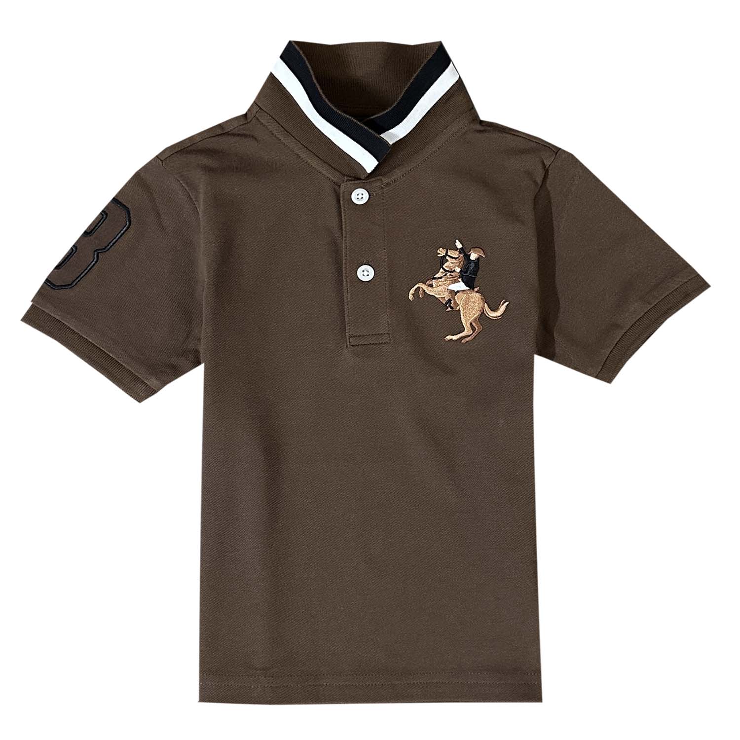 Giordano Kids' Embroidered Napoleon Polo-Brown