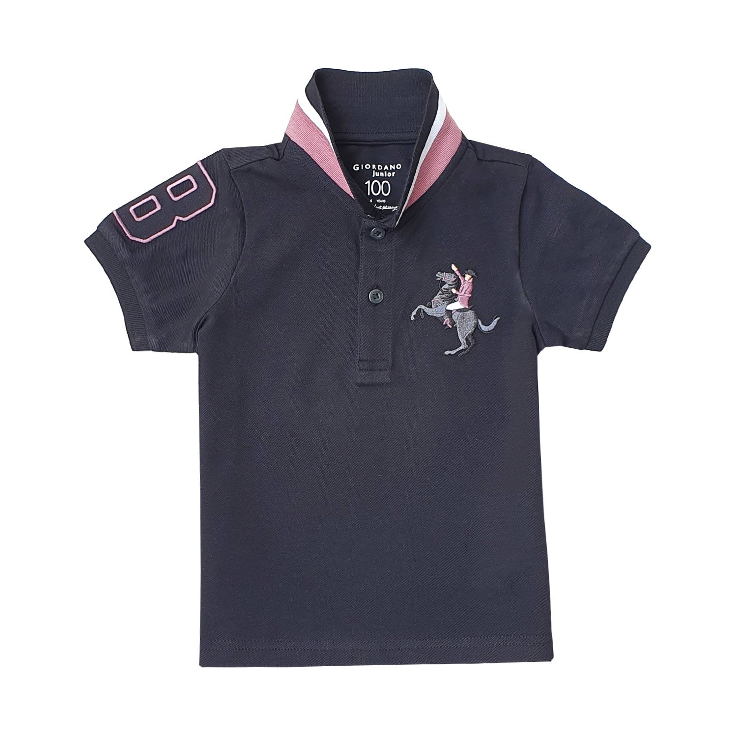 Giordano Kids' Embroidered Napoleon Polo-Black