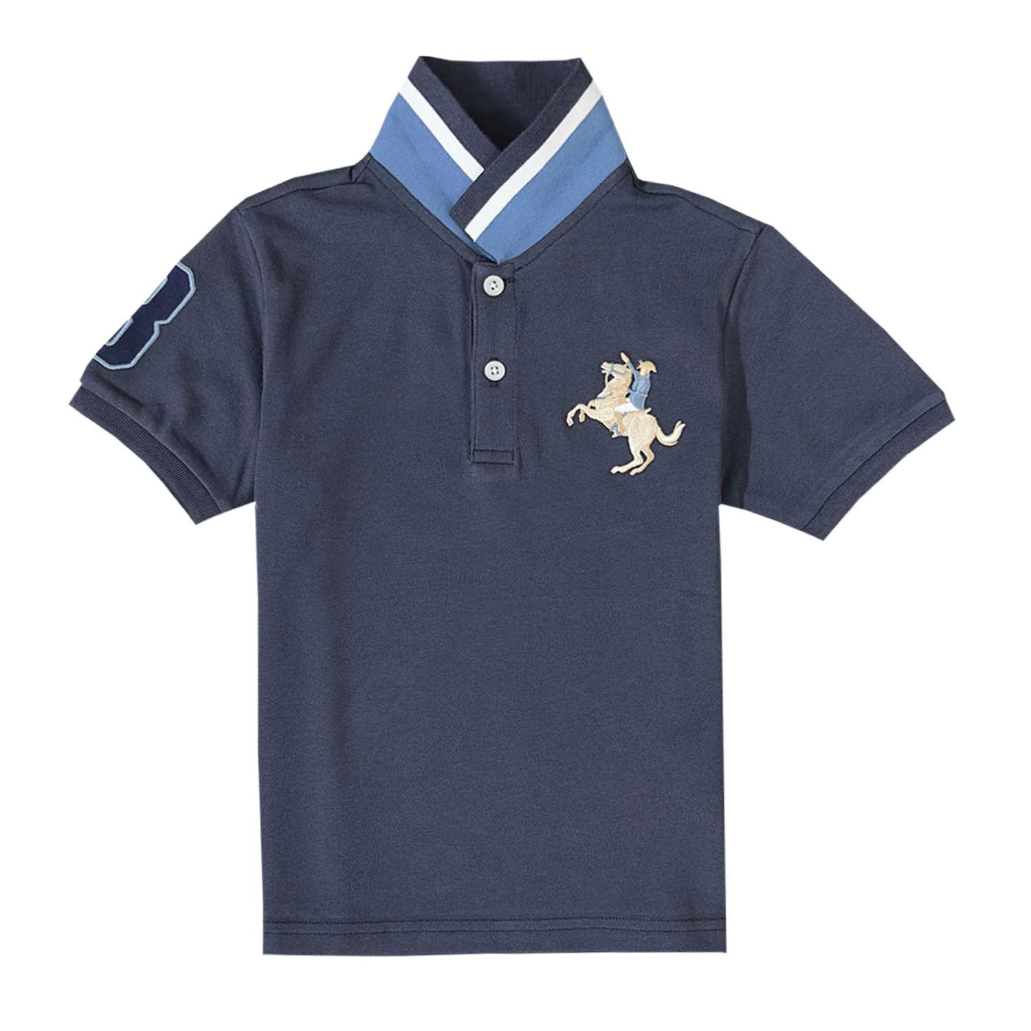 Giordano Kids' Embroidered Napoleon Polo-Blue