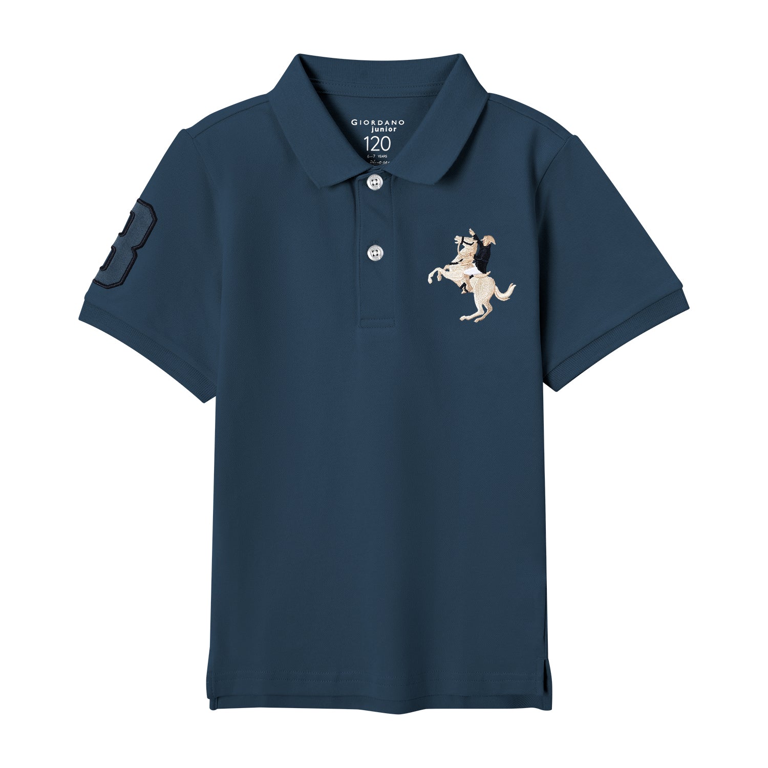 Giordano Kids' Embroidered Napoleon Polo-Blue