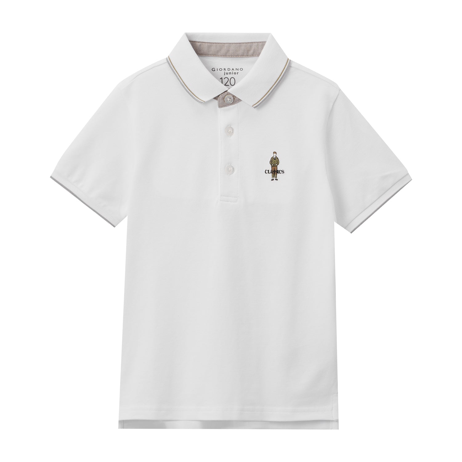 Giordano Kids' Classic Cotton Polo Shirt | Slim Fit, Soft & Breathable-White