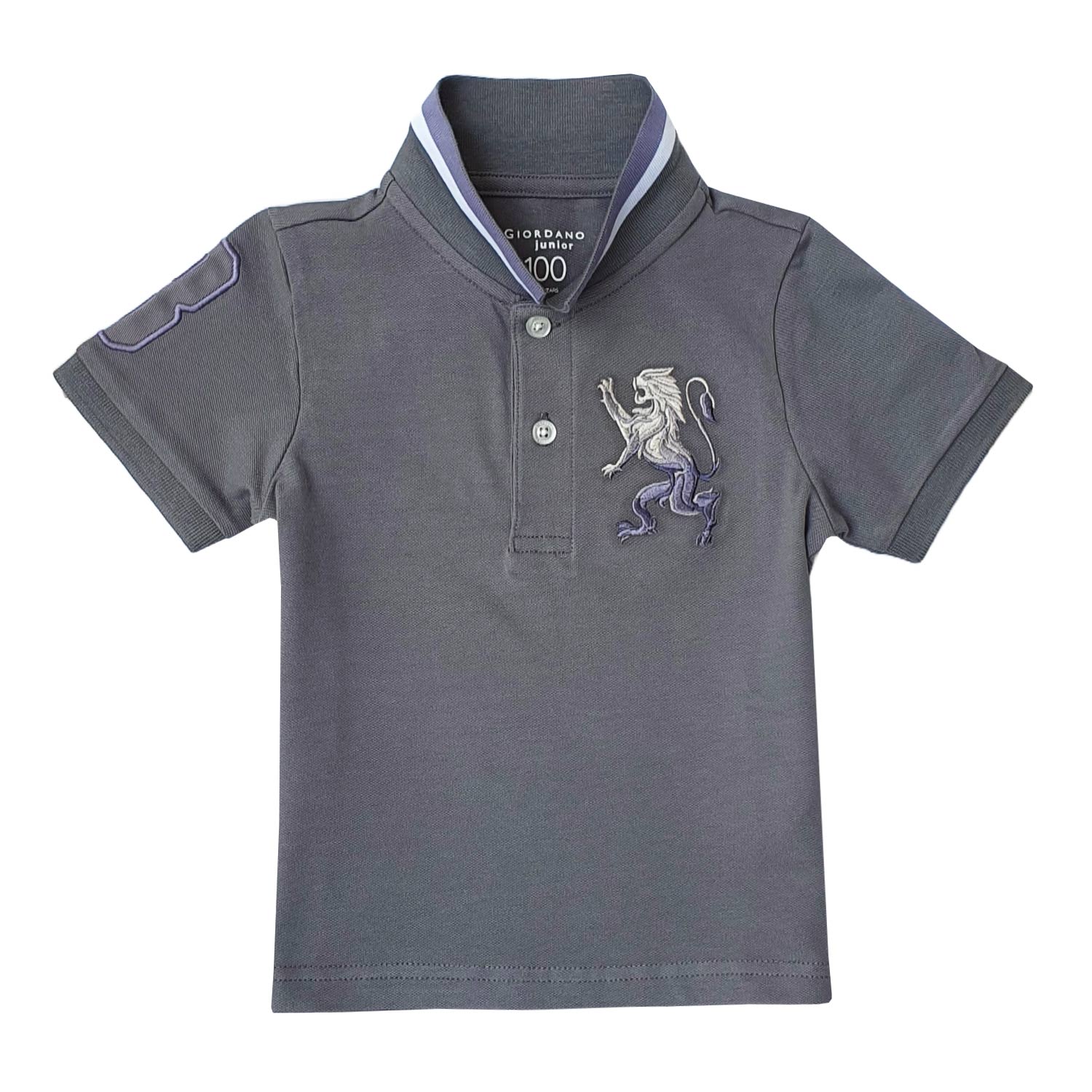 Giordano Junior Embroidery Short Sleeve Bold Polo-Grey