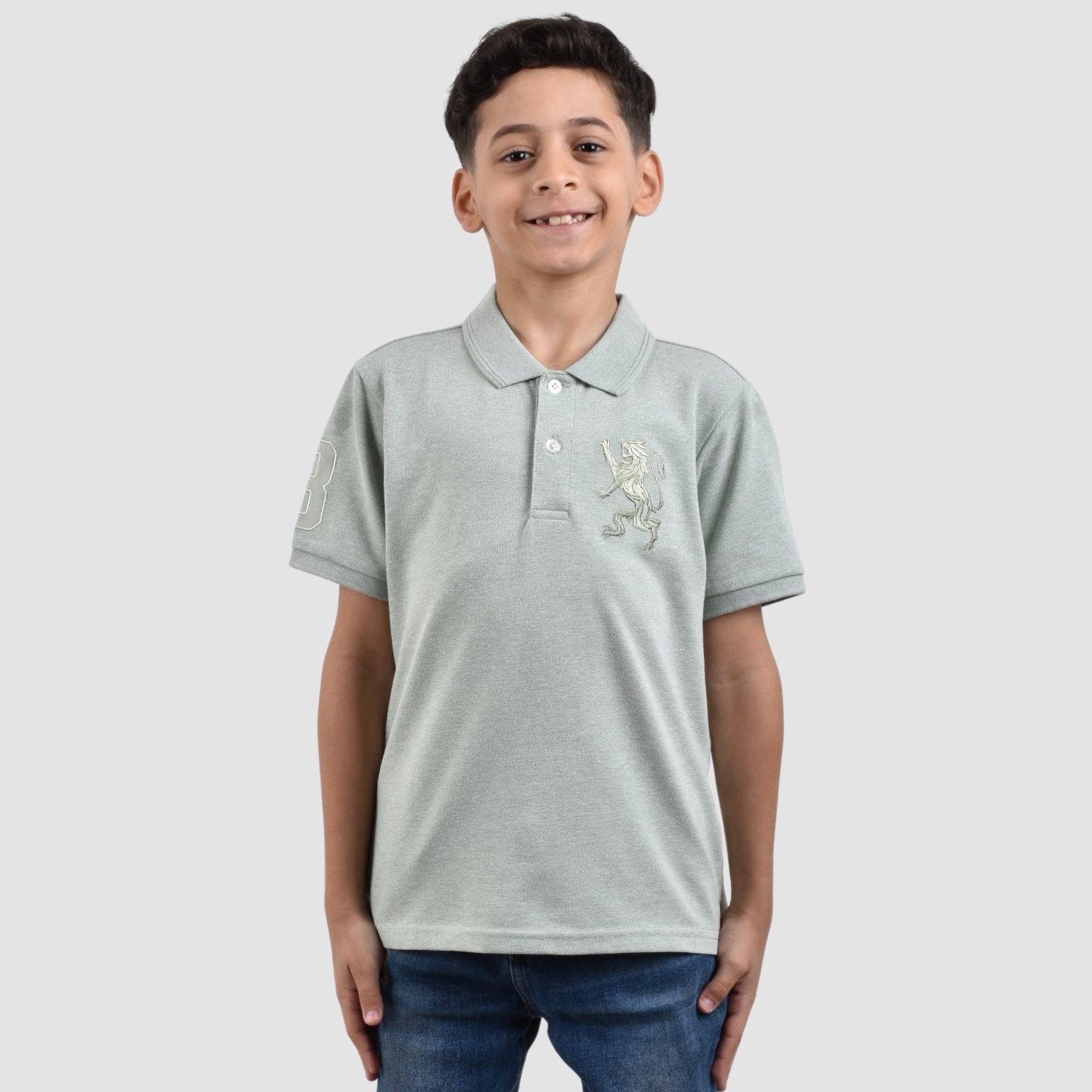 Giordano Junior Embroidery Short Sleeve Bold Polo-Green