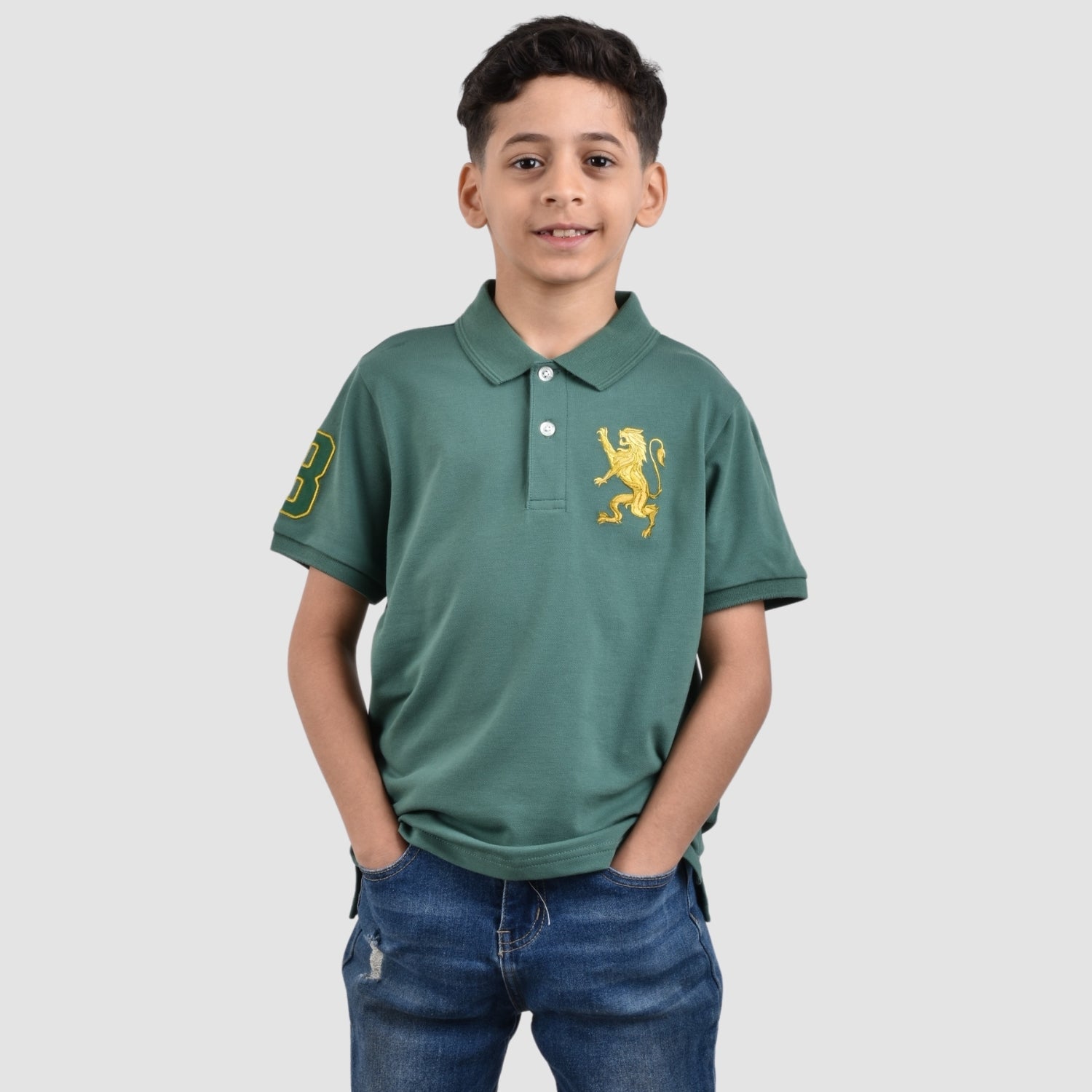 Giordano Junior Embroidery Short Sleeve Bold Polo-Green